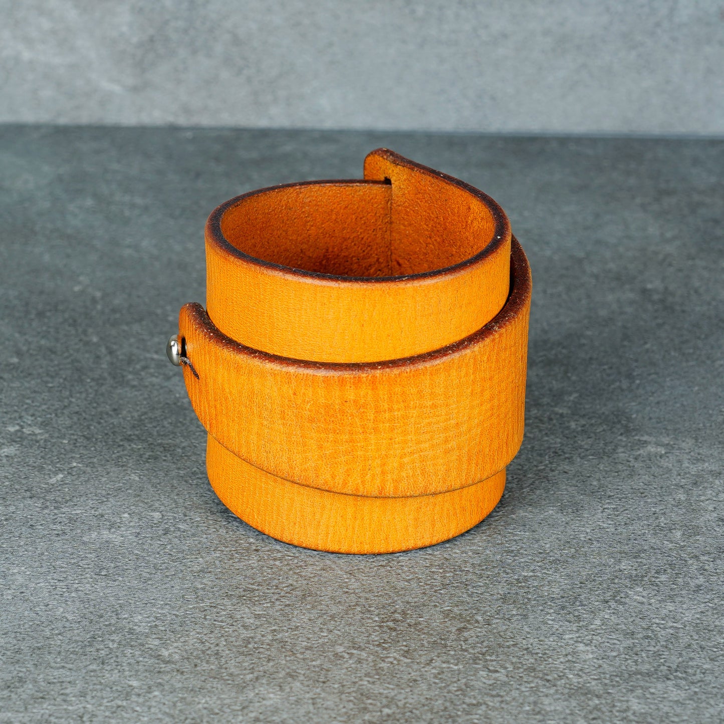 yellow leather bracelet handmade vegetable tanned leather wristband