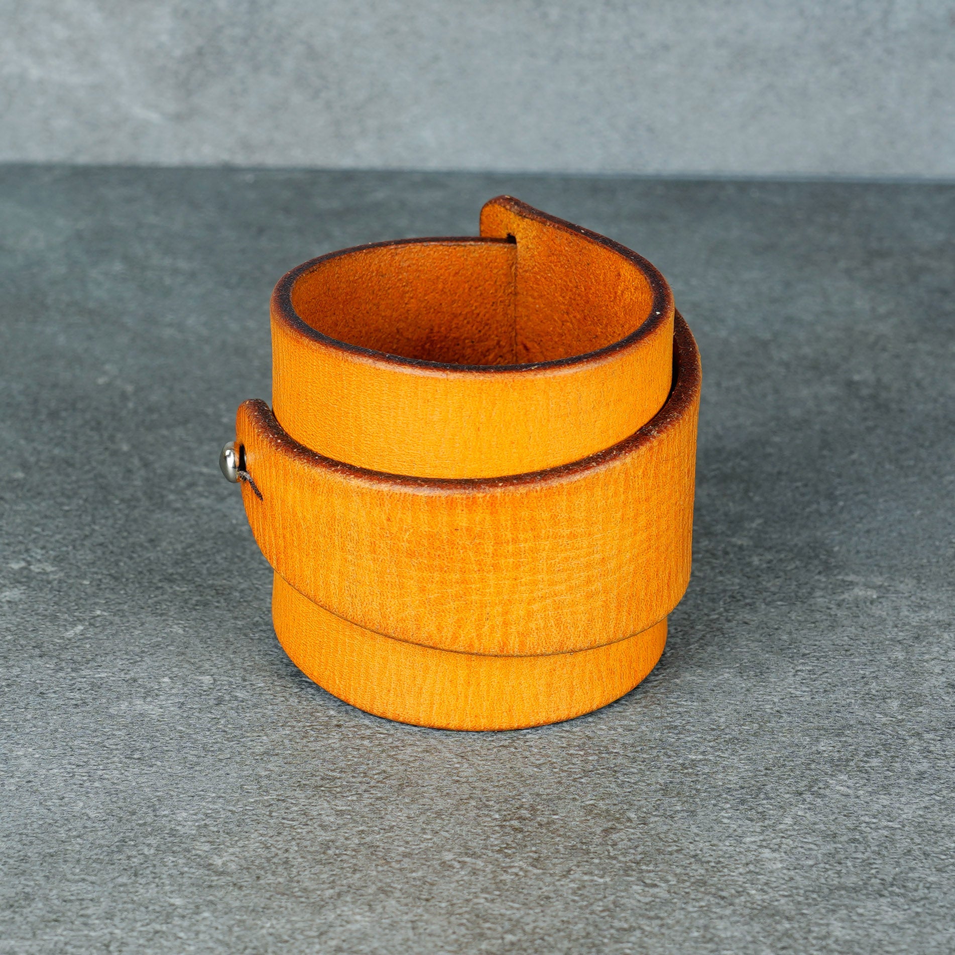 yellow leather bracelet handmade vegetable tanned leather wristband