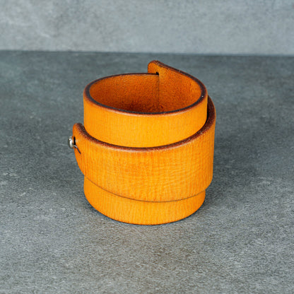 yellow leather bracelet handmade vegetable tanned leather wristband