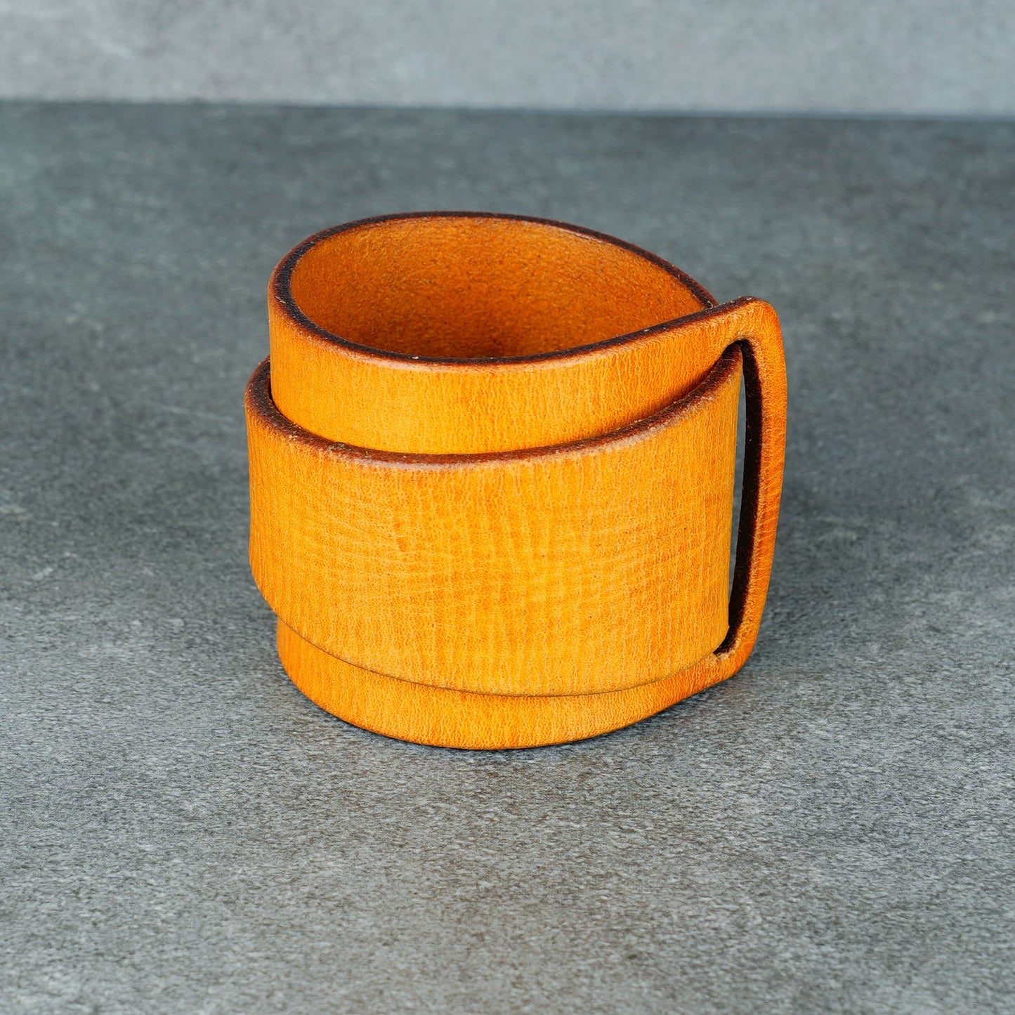 yellow leather bracelet handmade vegetable tanned leather wristband