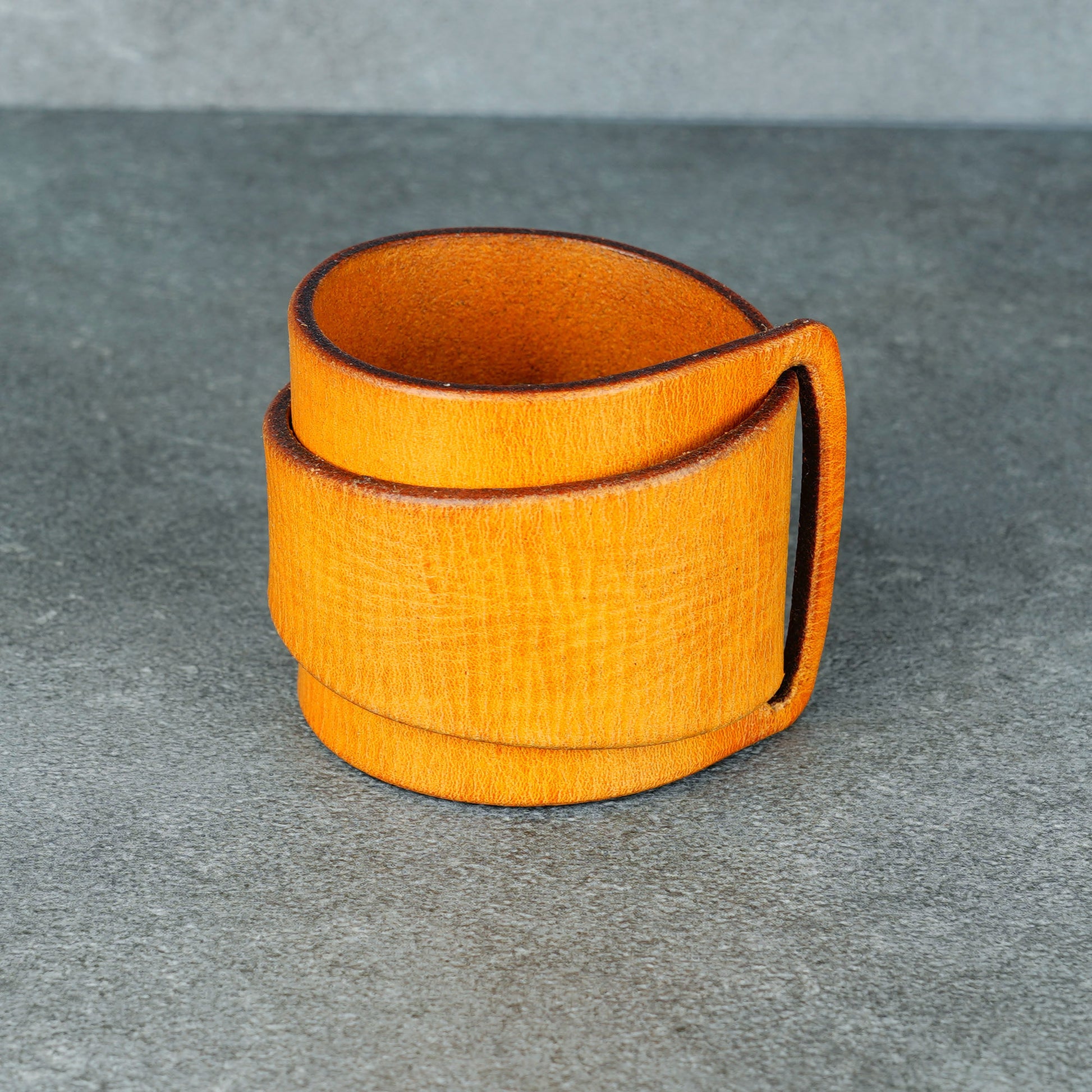 yellow leather bracelet handmade vegetable tanned leather wristband