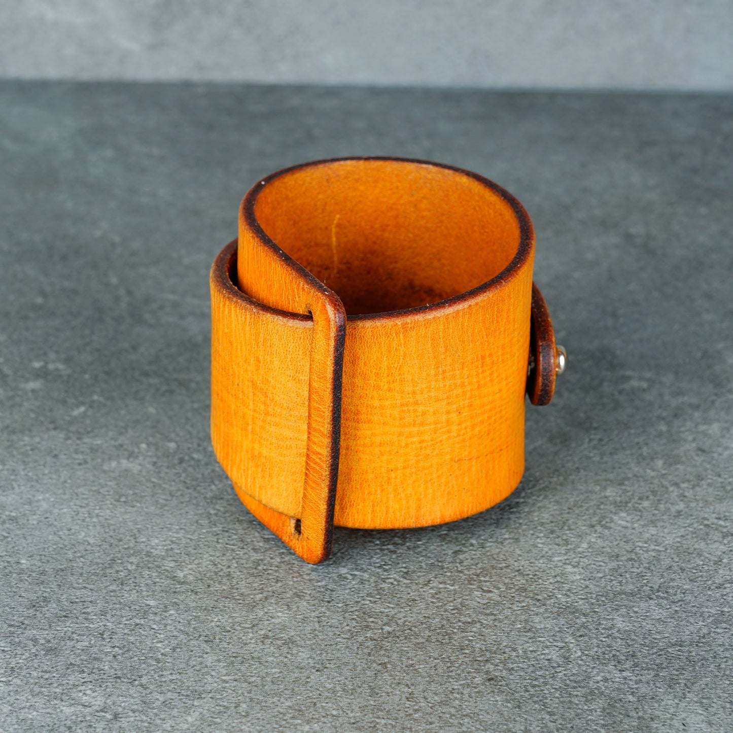 yellow leather bracelet handmade vegetable tanned leather wristband
