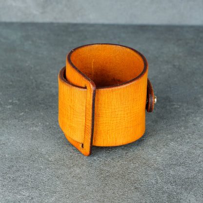 yellow leather bracelet handmade vegetable tanned leather wristband
