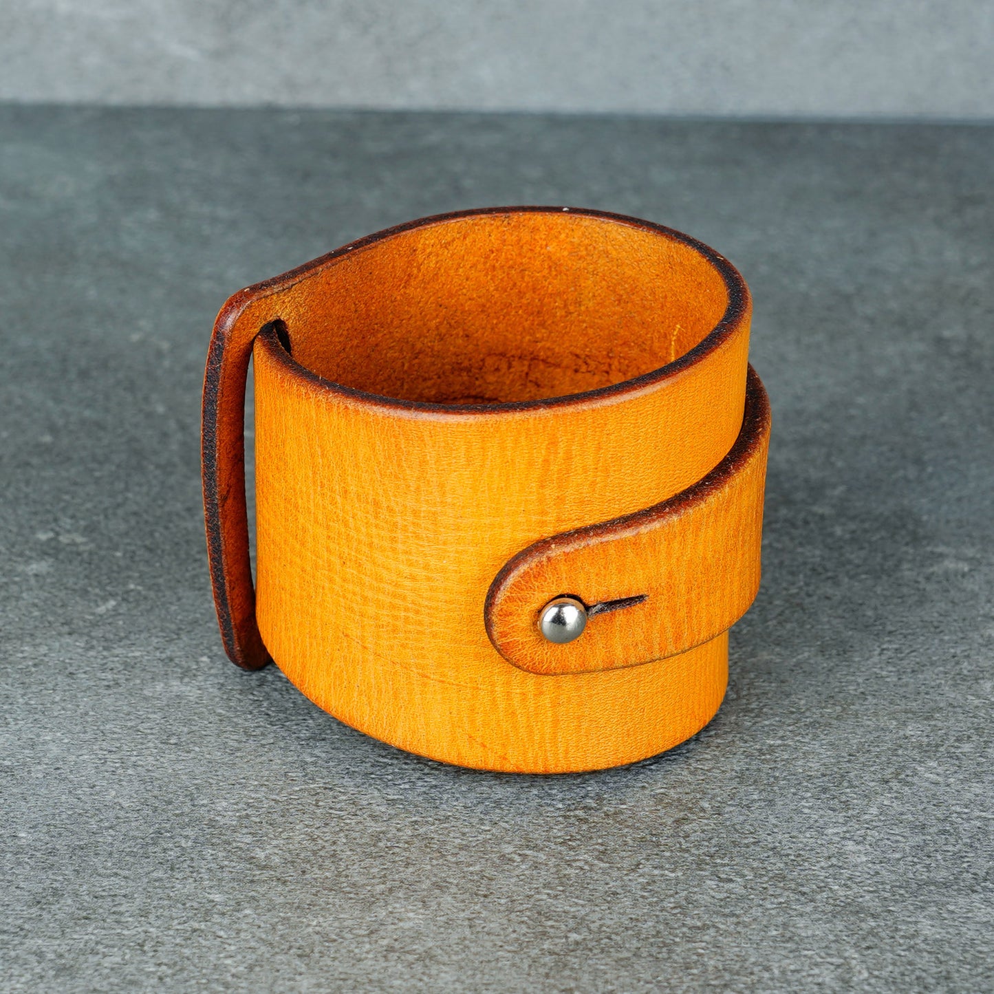yellow leather bracelet handmade vegetable tanned leather wristband