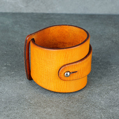 yellow leather bracelet handmade vegetable tanned leather wristband
