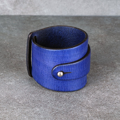purple leather bracelet handmade vegetable tanned artisan wristband