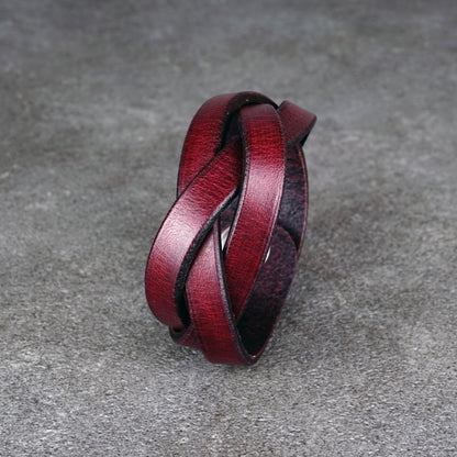Vertical studio view of the bracelet with its wrapped loop shape